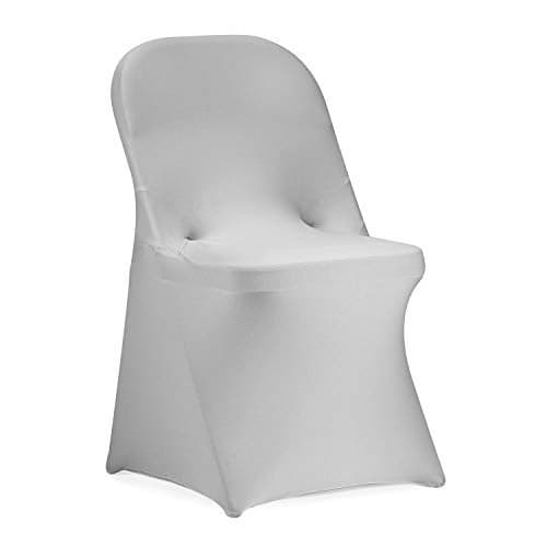 Peomeise Stretch Spandex Folding Chair Cover for Wedding Party Dining Banquet Event (Silver,12pcs)