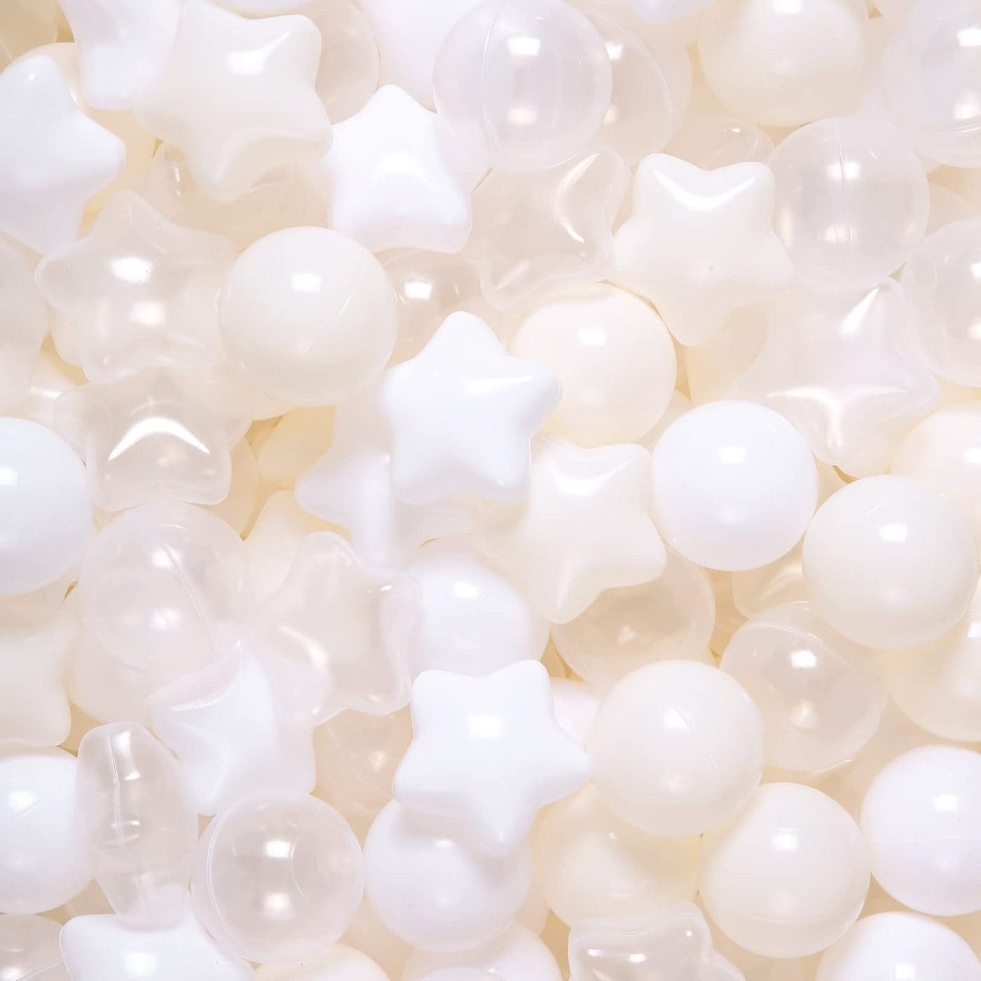 Ball Pit Balls Play Balls for Babies, Small Balls Stars for Kids Playpen Plastic Balls for Babies Ball Pool Puppy Playballs, Beige White Clear