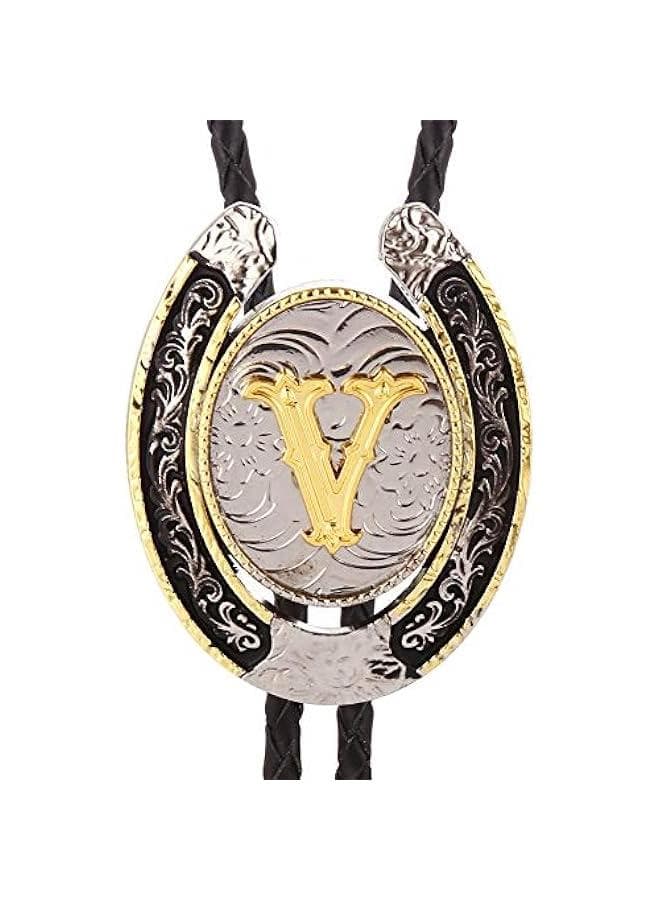 Bolo Tie for Men- Golden Initial Letter ABCDMJR to Z Western Cowboy Bolo Tie for Women