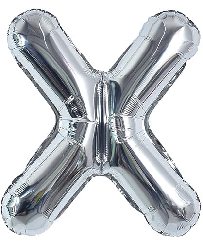 TONIFUL 40 Inch Large Silver Letter X Balloons Helium BalloonsFoil Mylar Big Letter Balloons for 2026 New Year Eve Graduation Wedding Baby Shower Birthday Party Anniversary Supplies Decorations