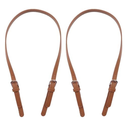 Semetall PU Leather Replacement 2 Pcs 67cm to 76cm Brown Replacement Purse Strap Leather Handles for Bags