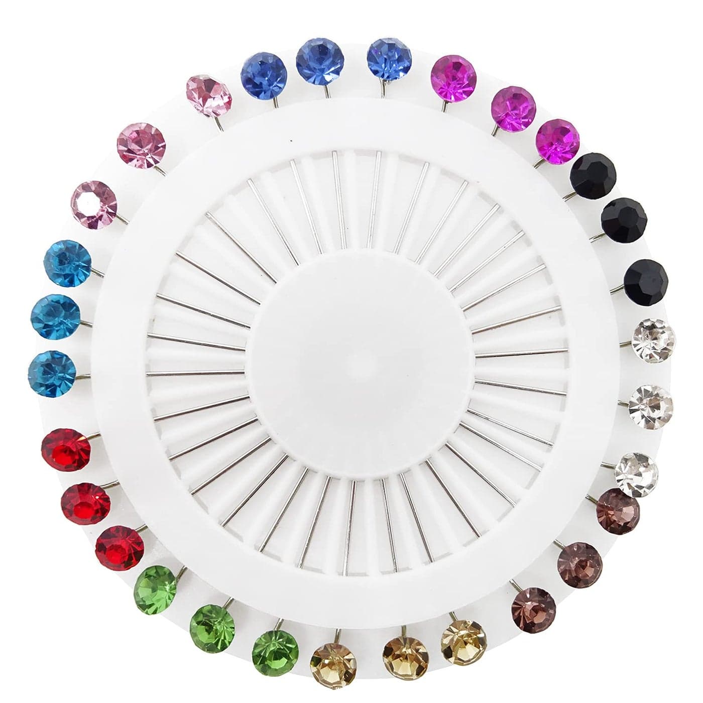 Honbay 30PCS Hijab Pins with Safety Caps Colorful Crystal Rhinestone Ball Muslim Hijab Scarf Shawl Sweater Cardigan Safety Wedding Sewing SnagFree Pins
