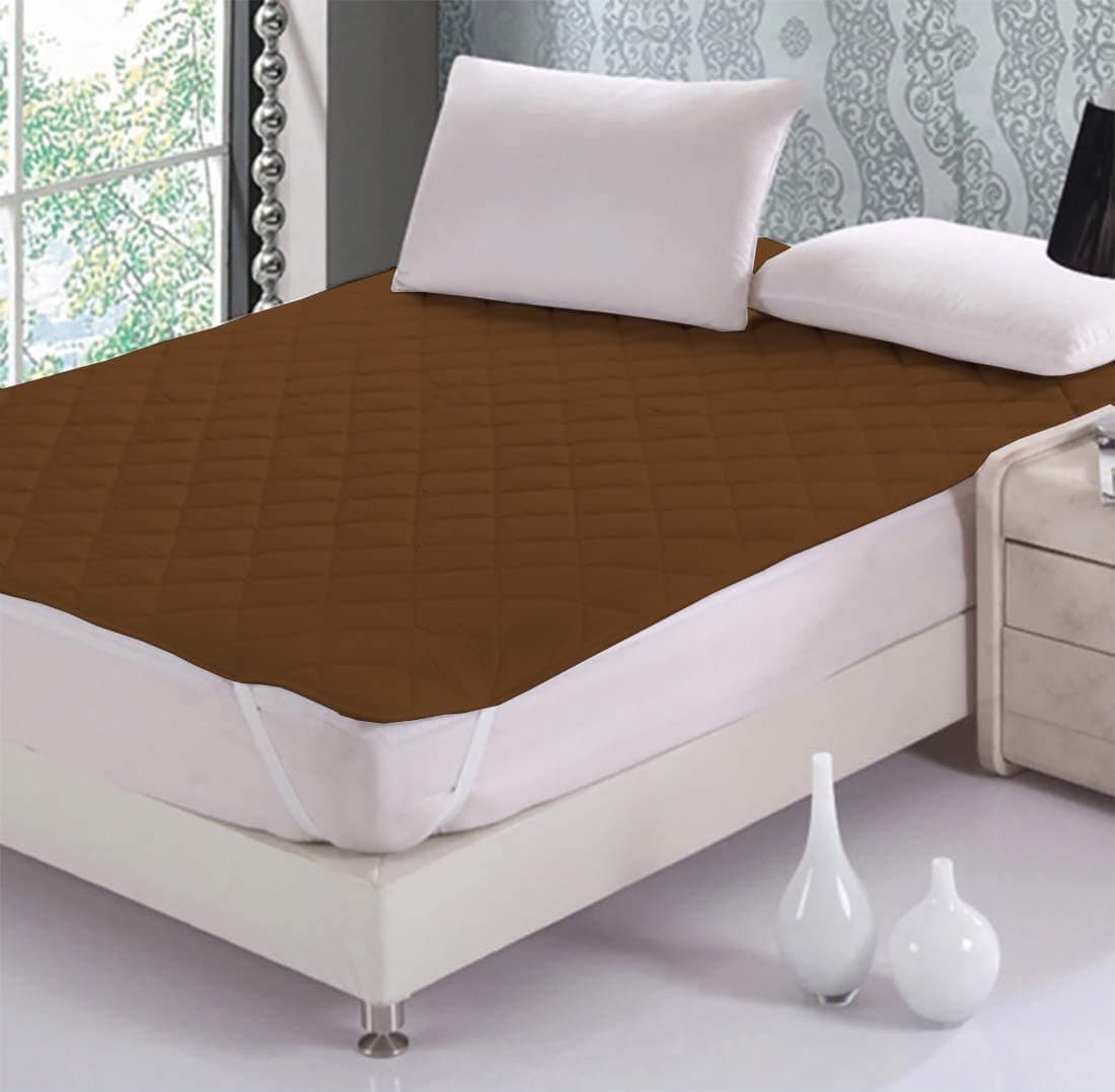CHICERY Cotton Elastic Strap Quilted Mattress Protector Small Twin Size Water Resistant Breathable Soft and Cool Quilted Bed Cover Elastic Straps on CornersBrownSmall Twin 48x72inch