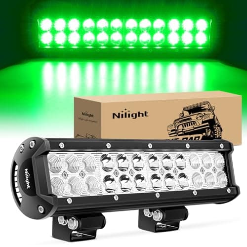 Nilight LED Light Bar 12 Inch 72W Spot Flood Combo Green Beam Off Road Lights Fishing Hunting Emergency Deck Boat Work Lighting for Trucks UTV Pickup Van Boat Tractor