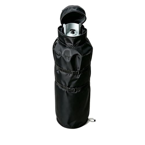 JINLI 100lb propane tank insulation protection cover: 600D heavy-duty Oxford cloth with fleece, top flip cover + adjustable buckle, winter frost protection, outdoor UV resistance, black