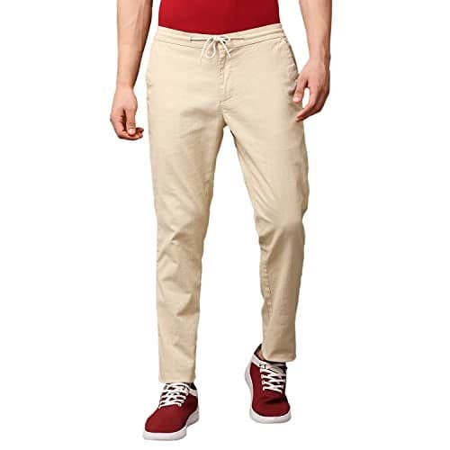Thomas Scott Men's | Comfort | Slim Fit | Mid-Rise | Drawstring Closure | Solid | 4 Pockets | Woven | Chinos | Trouser (CCBT07_Beige_34)