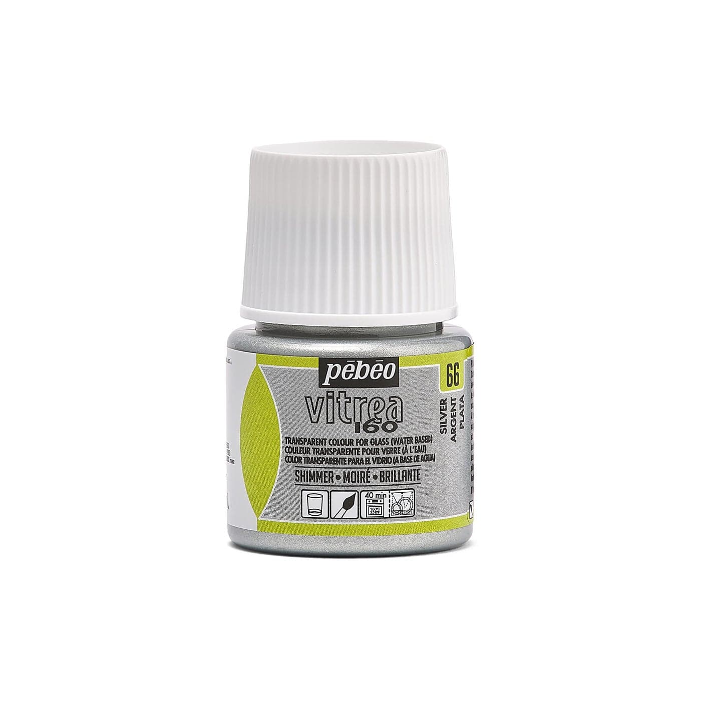 Pebeo Vitrea 160 Glass Paint 45 ml Bottle Shimmer Silver