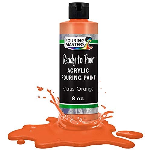POURING MASTERS Citrus Orange Acrylic Ready to Pour Pouring Paint - Premium 8-Ounce Pre-Mixed Water-Based - for Canvas, Wood, Paper, Crafts, Tile, Rocks and More