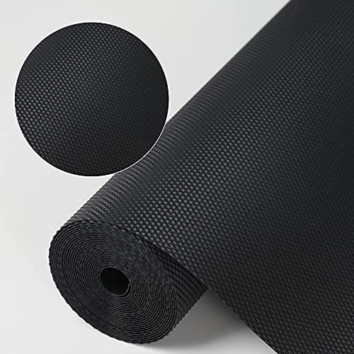 Kitchen Shelf Liner Drawer Liners NonAdhesive Refrigerator Liners Waterproof Fridge Mats with Strong Durable Kitchen Cabinets Mat for Drawers Shelves Pantry Black