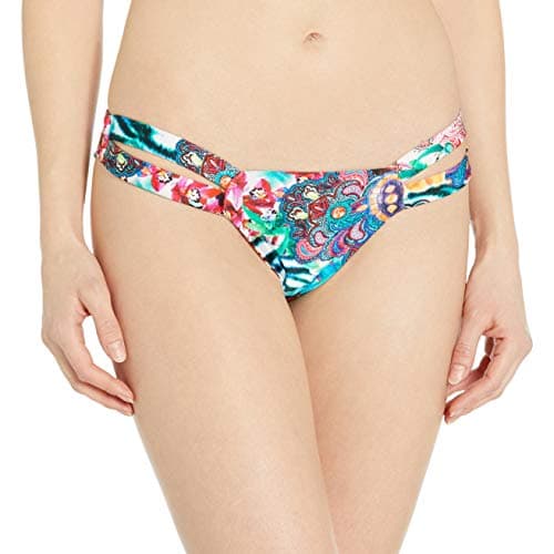 Luli Fama Women's Like A Flame Strapped Front Low Rise Bikini Bottom, Multi, XS