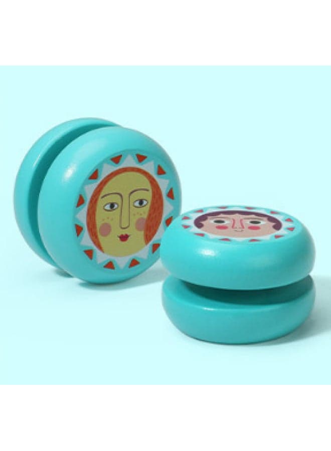 Educational Wooden Yo-Yo for Kids - Cute Cartoon Animal Design, Blue Human Face, Small Gift, Perfect Toy for Children - Best Selling Children's Yo-Yo, Fun Playtime Toy, Ideal Gift