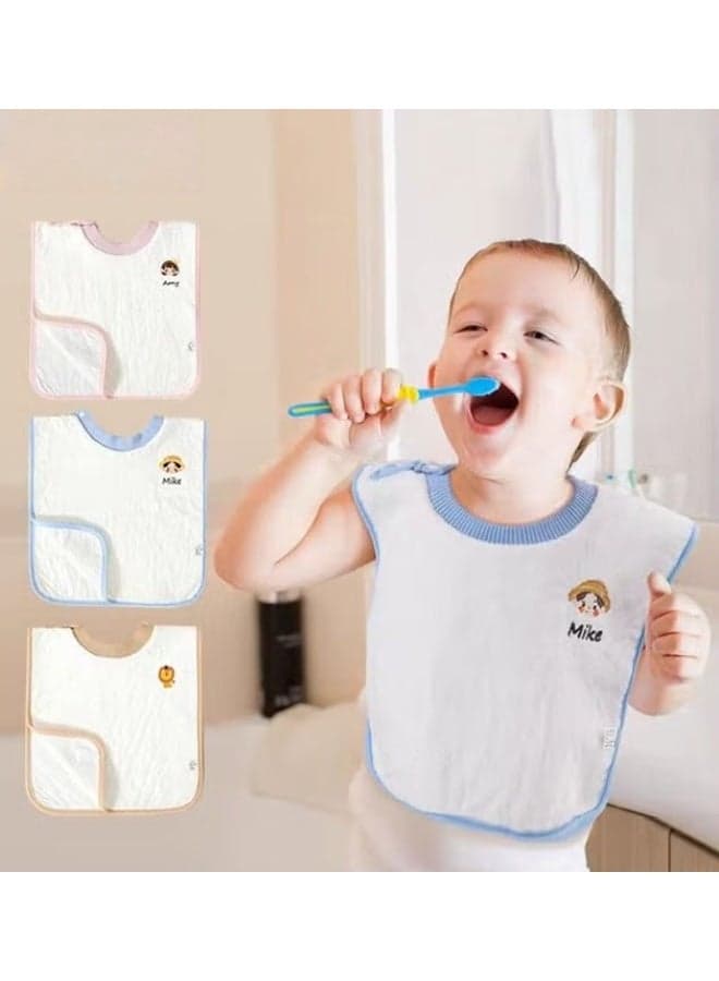 3 PCS Baby Bibs, Burp Cloths Children's Waterproof Wash Towels, Face Towel Coral, Velvet Kids Meals Feeding Cloth for Boys Girls