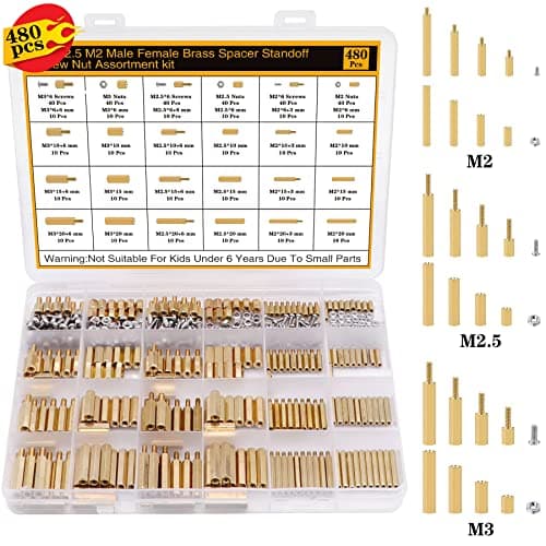 Csdtylh 480Pcs M2 M25 M3 Motherboard StandoffsScrewsNuts Kit Hex MaleFemale Brass Spacer Standoffs Laptop Screws for DIY Computer Build Electronic Projects Raspberry Pi Circuit Board etc