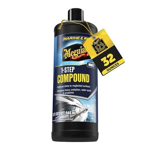 Meguiars M6732 MarineRV One Step Compound Remove Oxidation Stains Scratches and Water Spots Restore the Color and Shine of Fiberglass Gel Coat Finishes 32 Oz Bottle