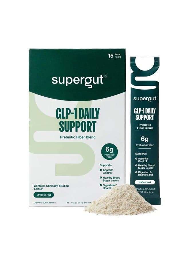 Gut Healthy GLP-1 Booster - High Fiber GLP-1 Supplement Powder for Women & Men - Sugar-Free Drink Mix for Gut Health (15 Servings)
