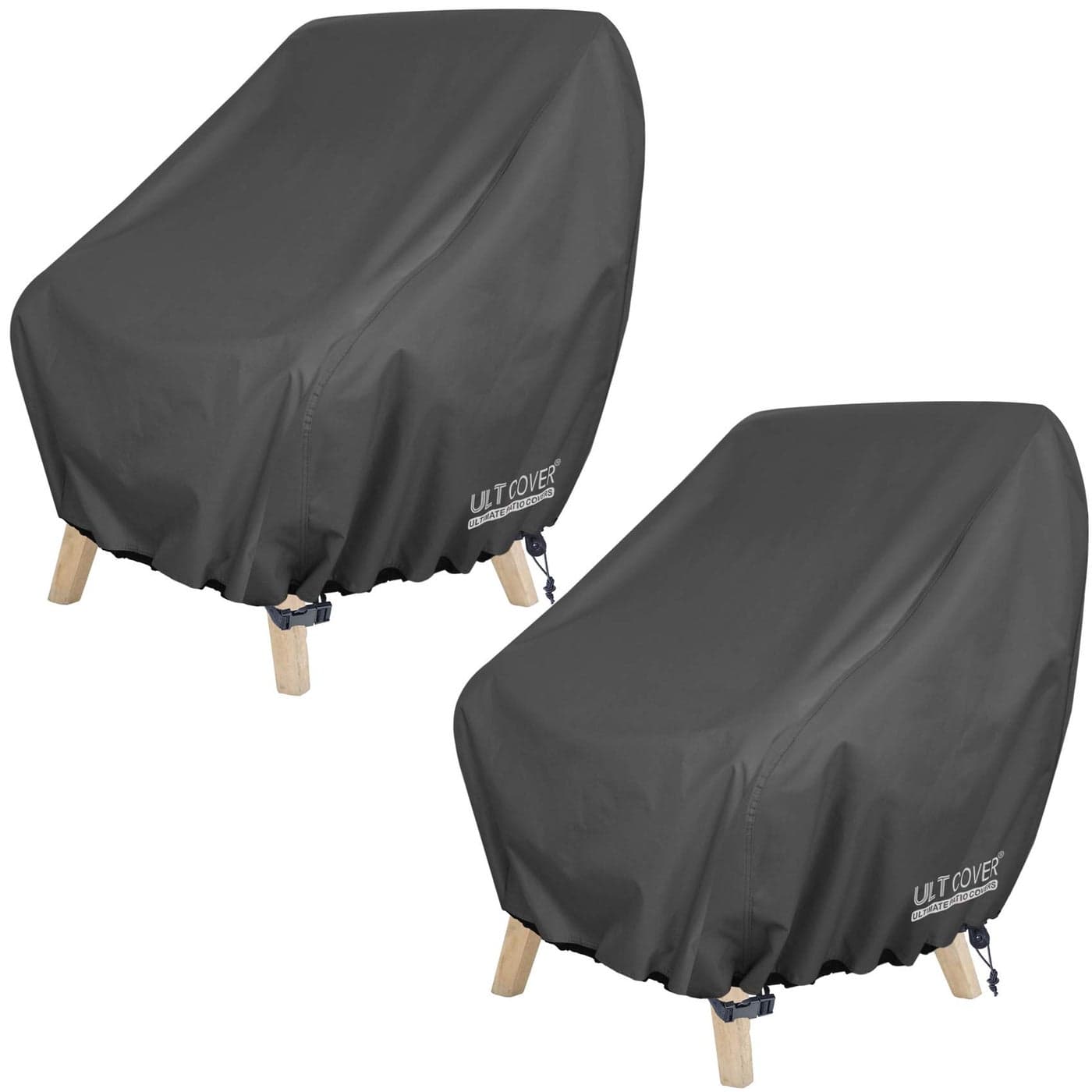 ULTCOVER Waterproof Patio Chair Cover Outdoor Lounge Deep Seat Single Lawn Chair Cover 2 Pack Fits Up to 35W x 38D x 34H inches Black