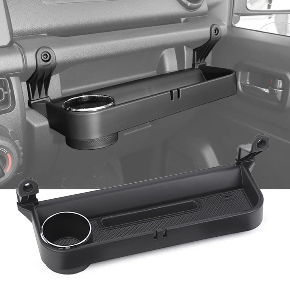 Grab Bar Tray Passenger Side CoPilot Handle Expansion Storage Tray Organizer Box Cup Holder Fit for Suzuki Jimny 20192025 Interior Accessories Silver Ring