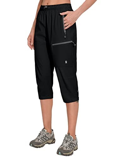 Little Donkey Andy Women's Quick Dry 3/4 Pants Capri Shorts Lightweight Hiking Travel Casual Black M