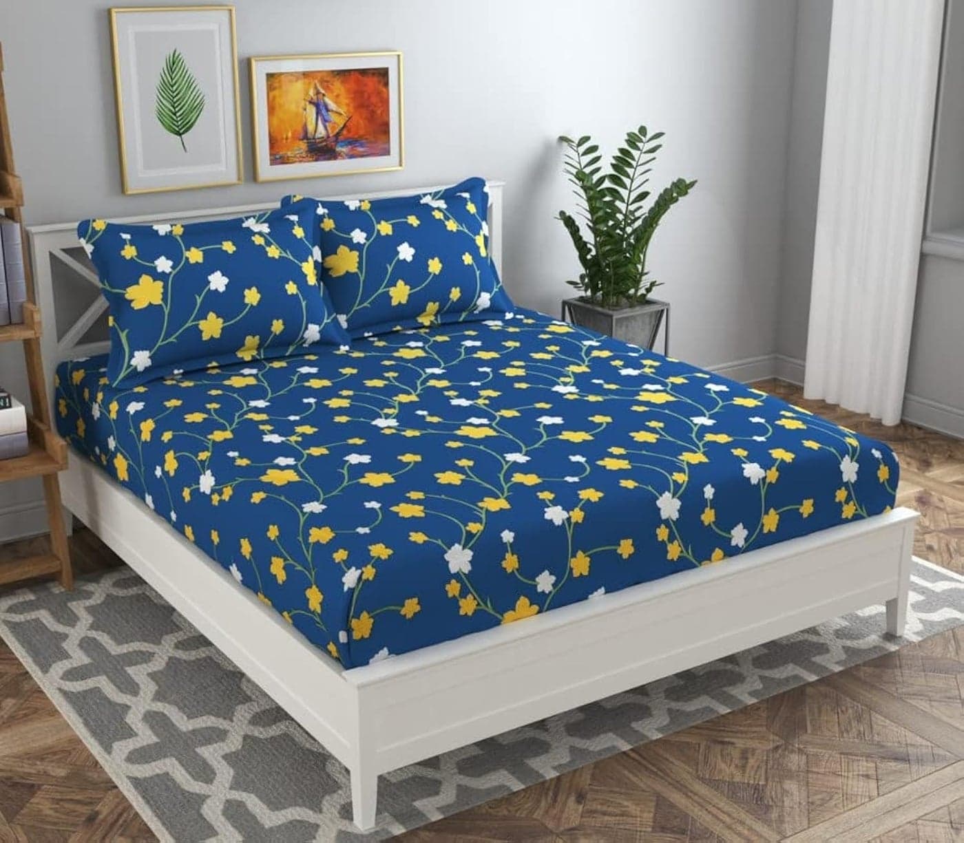 BSB HOME® Aspire Collections 120 TC Microfiber Flat Double/Queen Size Bedsheets with 2 Pillow Covers, 110 GSM Printed Multicolour for Double Bed (86 x 88 Inch)