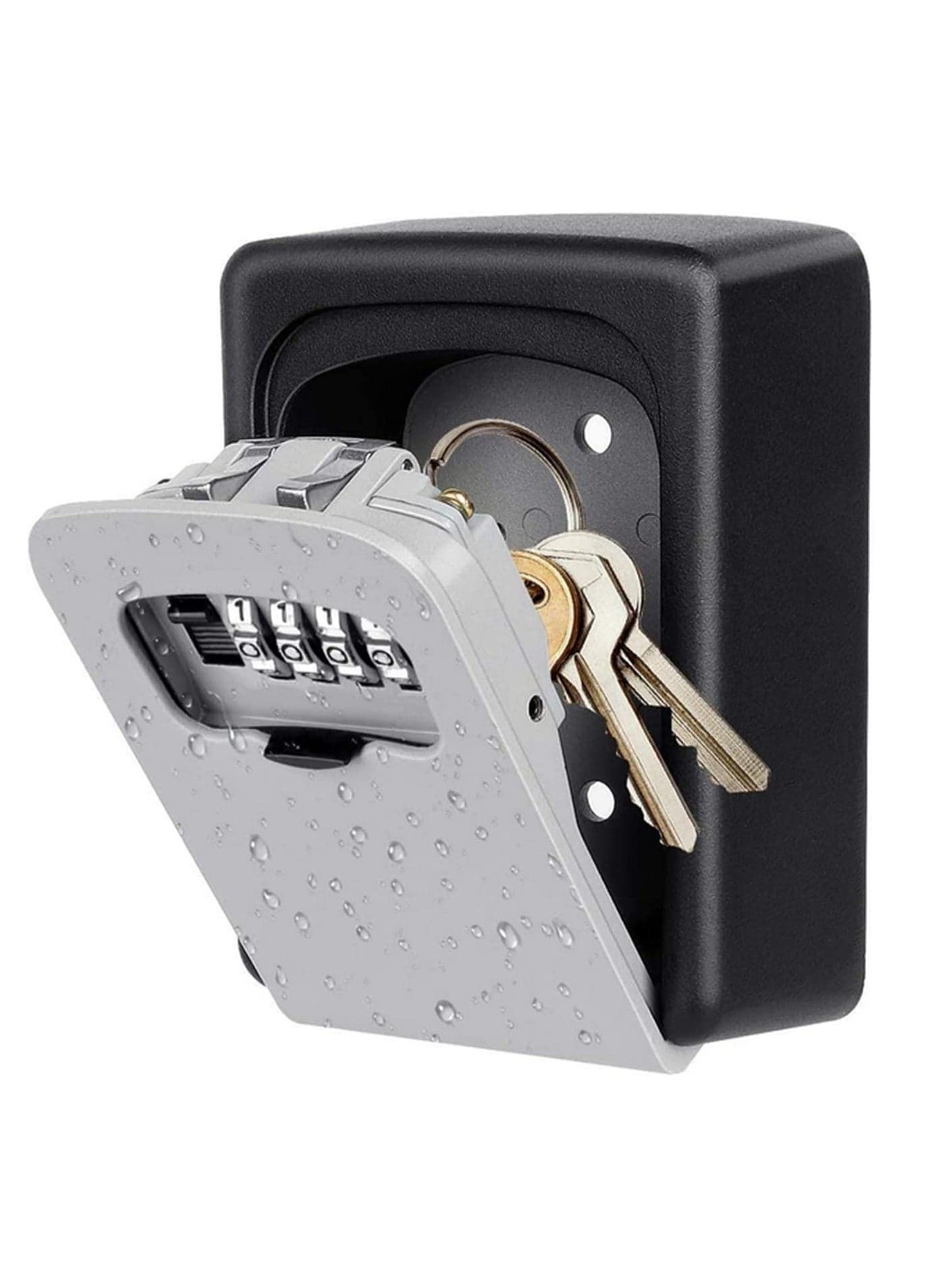 Key Storage Safe Box 4 Digits Combination Key Lock Box with Resettable Wall Mounted for Outdoor and Indoor Home Hotel Office