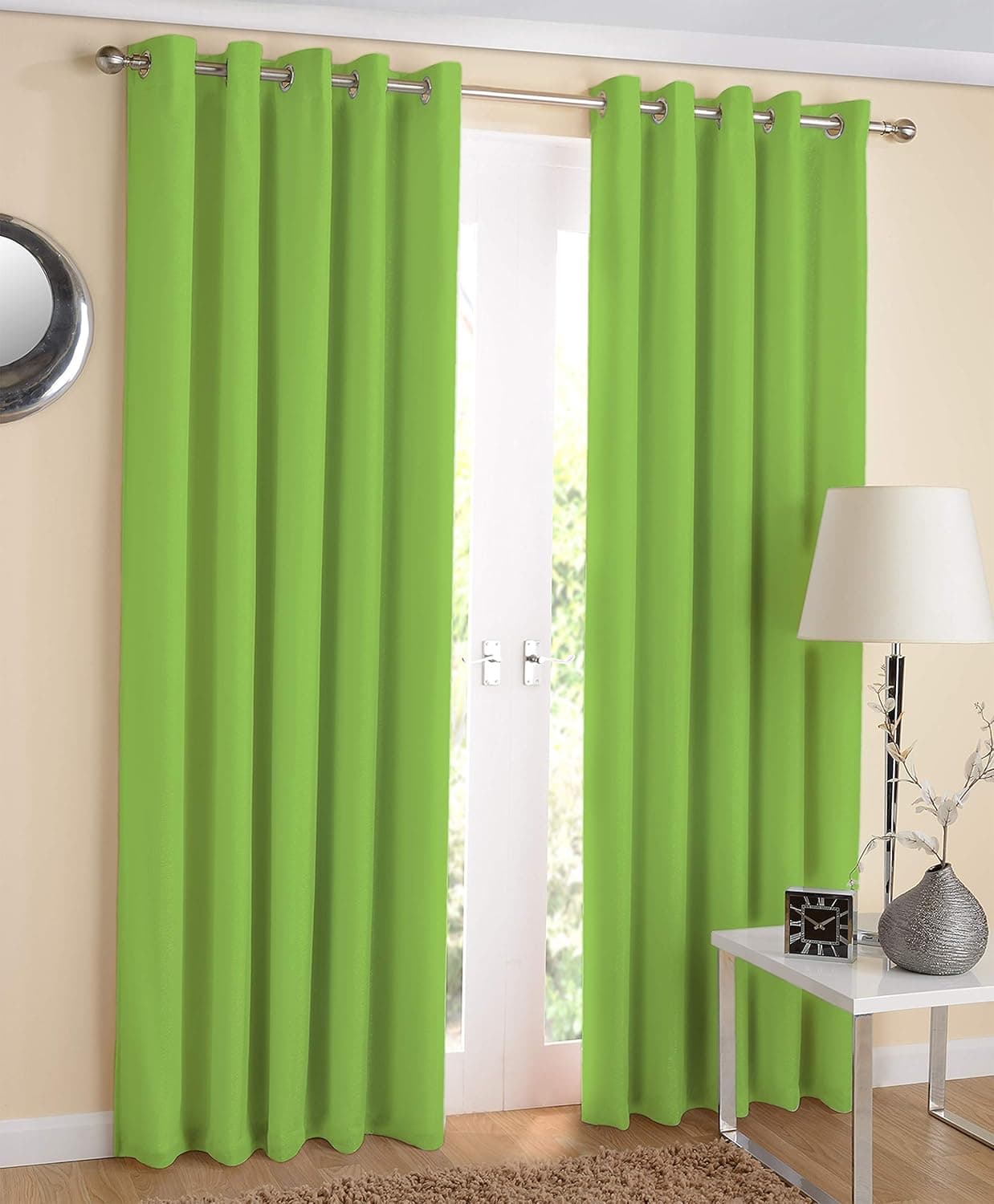 AIRWILL 100 Cotton Solid Pattern Door Curtains Sized 7ft Length Green Pack of 2 pcs