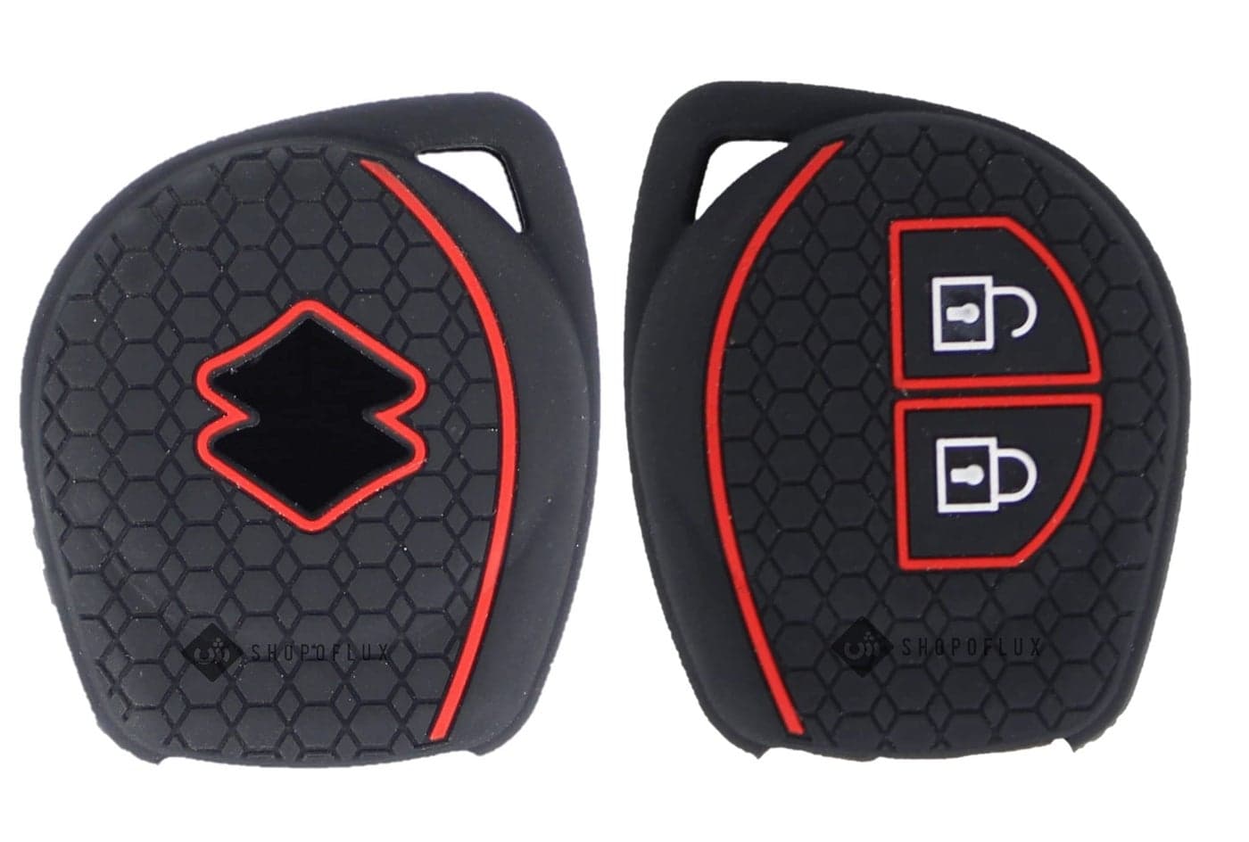 iVee international Silicone Key Cover Compitable with Swift | Wagonr | Celerio | Swift Dzire | Alto | Eeco | Breza | S Presso | Ignis 2 Button Remote Key (Pack of 2) (Black)