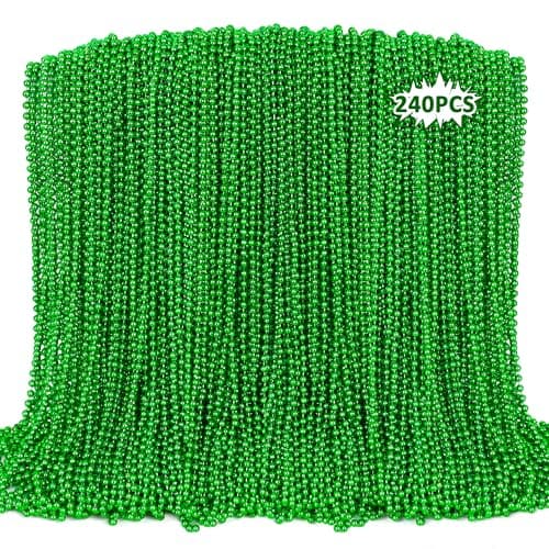 St Patricks Day Necklaces 240PCS Green Beads Necklaces Decorations 33 Saint Patricks Day Mardi Gras Xmas Necklace Party Favor Green Mardi Gras Beads Bulk for Wedding Birthday Holiday Parade Throw