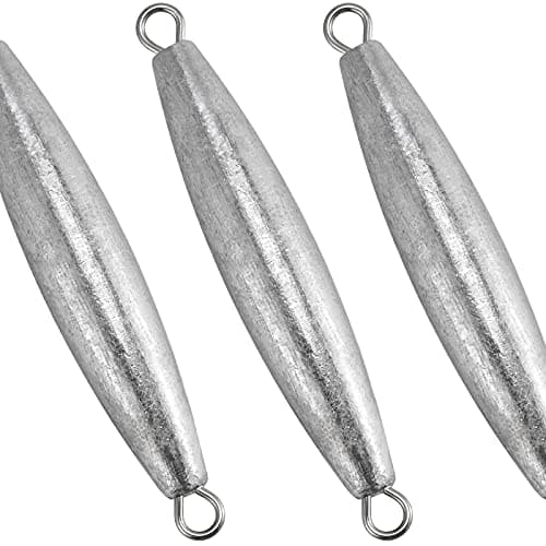 DrFish 5 Pack Inline Trolling Sinker Torpedo Fishing Weight Lead Fishing Weight Sinker Double Ring Saltwater Offshore Boat Fishing 1oz