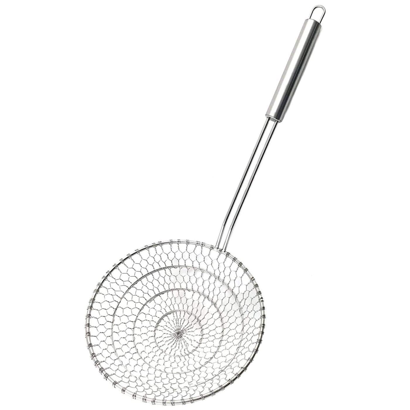 Best Utensils Asian Kitchen Stainless Steel Spider Strainer Professional Wire Skimmer with Spiral Mesh 7Inch Strainer Basket
