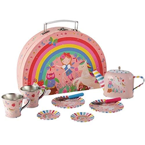 Floss & Rock 40P3571 Rainbow Fairy Tin Tea Set in Rainbow Shaped Box, 10-Piece Set