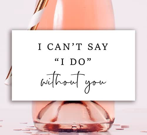 I Can't Say I Do Without You Bridesmaid Proposal Mini Champagne Labels - Set of 8 (Black)
