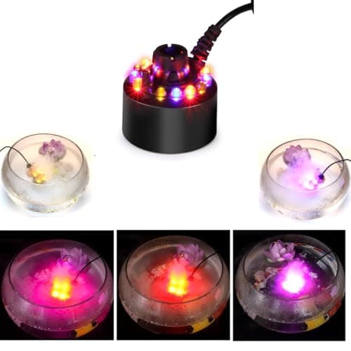 Premier Plants Ultrasonic Mist Maker Humidifier Fogger for Water Fountain Incubators Air Humidifier With Adapter Color Changing (24V 12 LED) (12 LED 24 V)