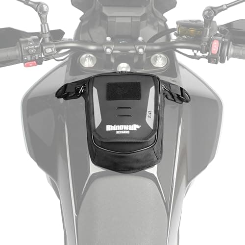Rhinowalk Magnetic Motorcycle Tank Bag 2.4L Fuel Tank Bag with Phone Pocket Converts to Leg Waist Chest Bag Includes Straps & Rain Cover Universal Motorbike Accessories (With Magnetic)