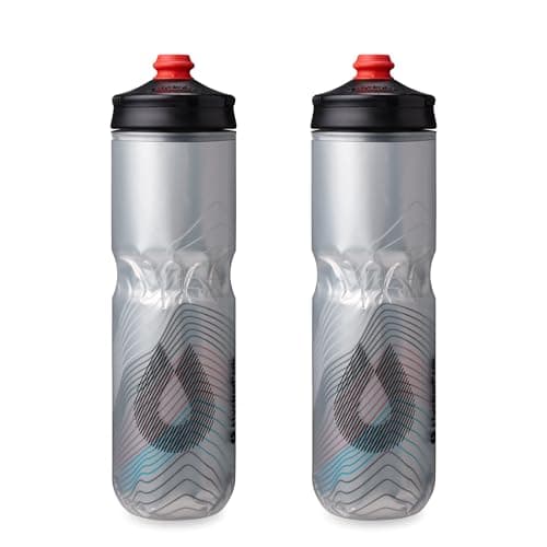 HydraPak | Polar Bottle - Polar Surge Insulated Bike Water Bottle 2-Pack - High Flow, Cycling & Sports Squeeze Bottle (Ascent Silver, 700ml / 24oz)