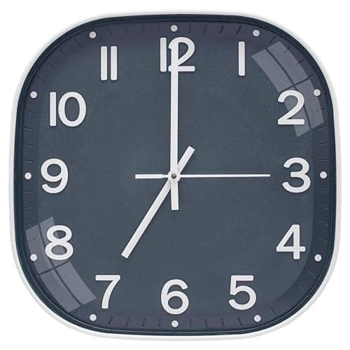 TEKCOOL Plastic Analogue Wall Clock 12" Silent Quartz Decorative Latest Wall Clock Non-Ticking Classic Clock Battery Operated Round Easy to Read for Room/Home/Kitchen/Bedroom/Office/School.Grey white'