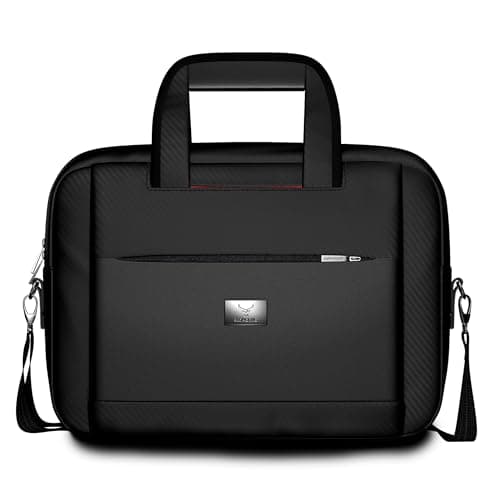 REDHORNS Laptop Bag 15.6 Inch, Water-Resistant Business Messenger Bag with Handle, Padded Laptop Compartment, Zipper Closure, Tablet Handbag for Men & Women - Professional Sling Bag (LPB02A-Black)