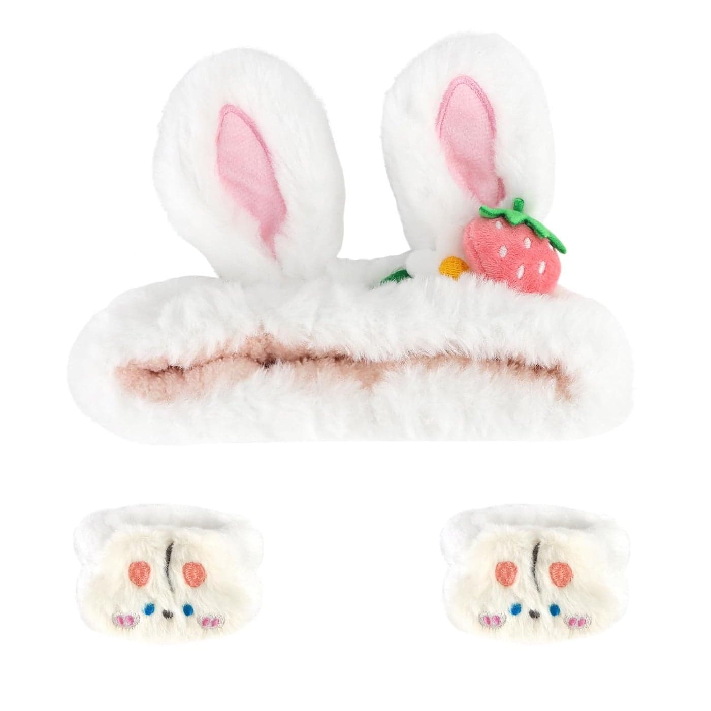CAVETEE 3 Piece Cute Headband Set Spa Cosmetic Elastic Headband Wristband for Women Face Skincare and Shower