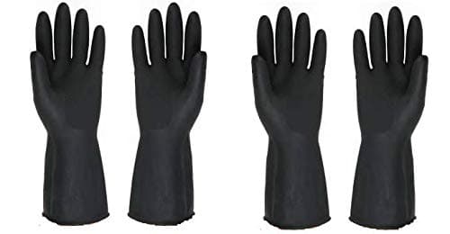 Fortane Super Safety Reusable Hand Gloves/Industrial Gloves And Household Cleaning Gloves Large Size Pair Of (2), Rubber, Black