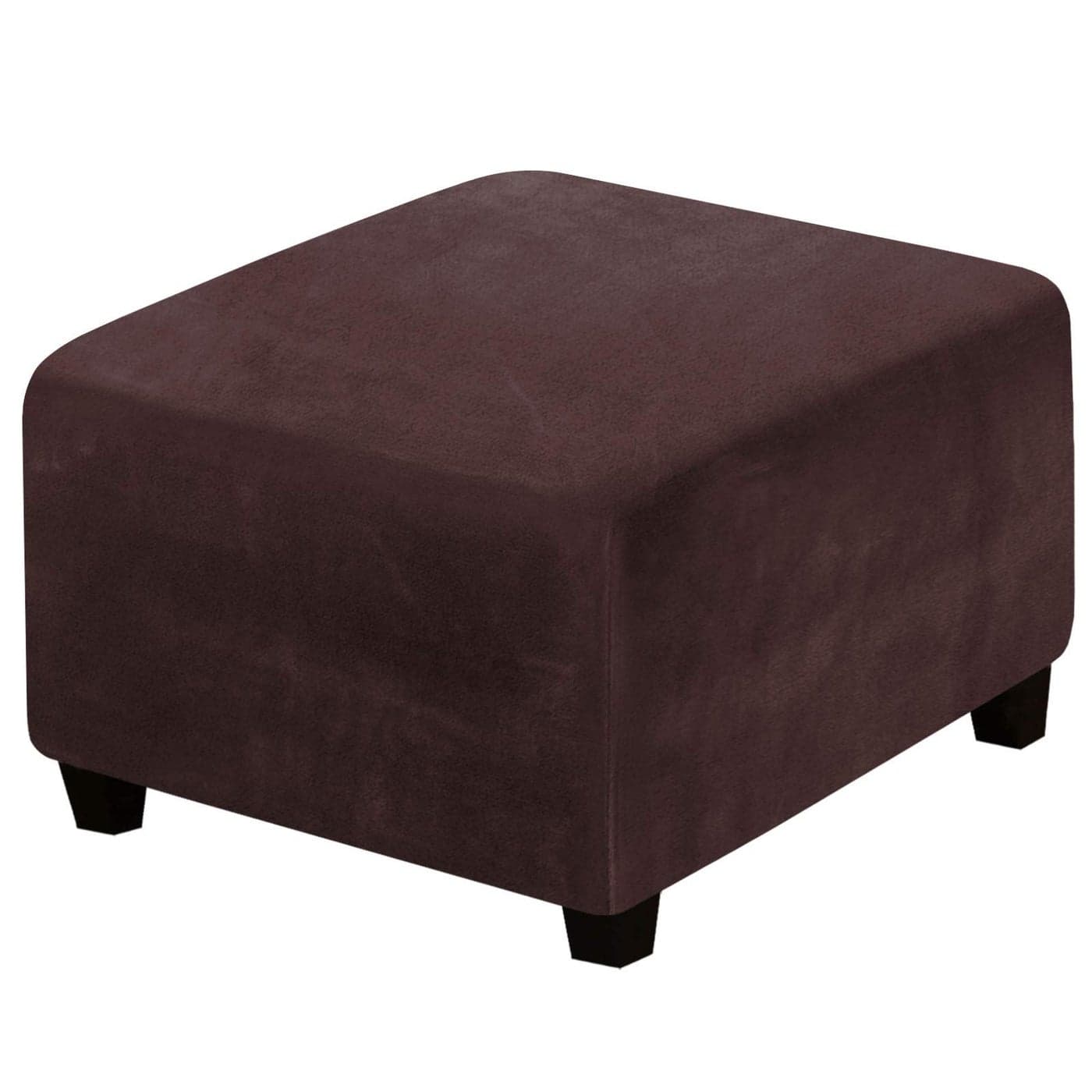 HVERSAILTEX Square Ottoman Covers Ottoman Slipcover Square Footstool Protector Covers Storage Stool Ottoman Covers Stretch with Elastic Bottom Feature Real Velvet Plush Fabric Brown