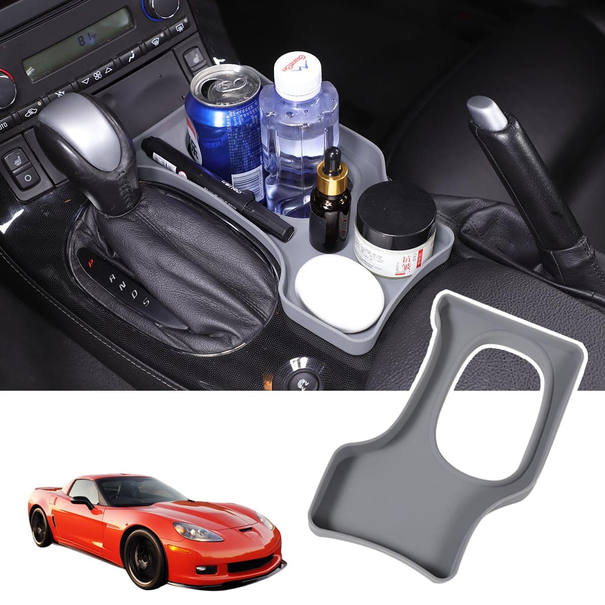 Center Console Cup Holder Compatible with Chevrolet Corvette C6 20052013 Center Console MultiFunctional Organizer TrayCar Organizer Tray Drink Water Bottle Holder Accessories