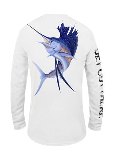 GOT Sports UPF 50+ Fishing T Shirts for Men Women Long Sleeve - UV Sun Protection, Lightweight (Sailfish X-Large)