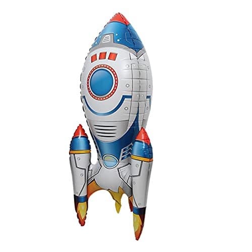 4D Standing Giant size SelfStand Rocket Astronaut Party Balloons UFO Helium Aluminum Balloon Outer Space Theme Birthday Party Decor Kids Boys Toys Party Supplies Base Rocket