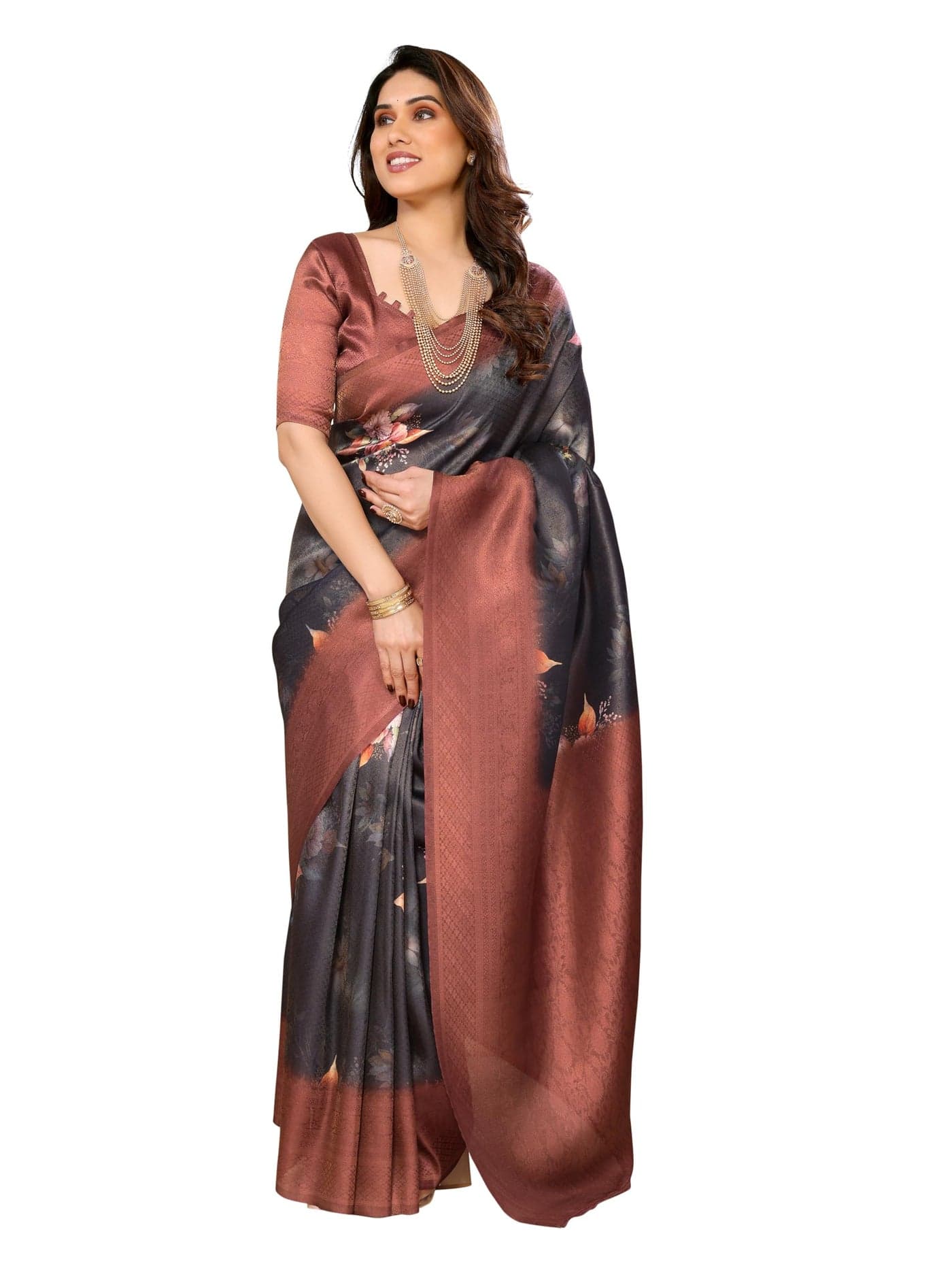 Sidhidata Women's Kanjivaram Banarasi Softy Soft Silk Ready to wear one Minute Drapped Saree With Unstitched Blouse Piece (RTW Softy Guldasta_Multicolour_Free Size)