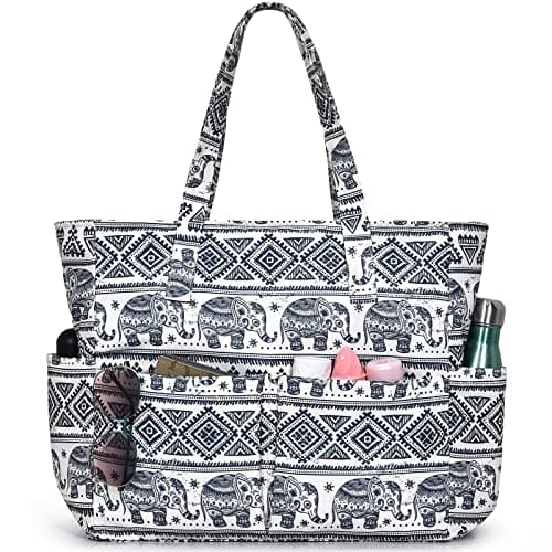 oscaurt Beach Bags for Women Large Waterproof Sandproof Beach Tote Swim Pool Bag with Zipper for Travel Vacation Essentials