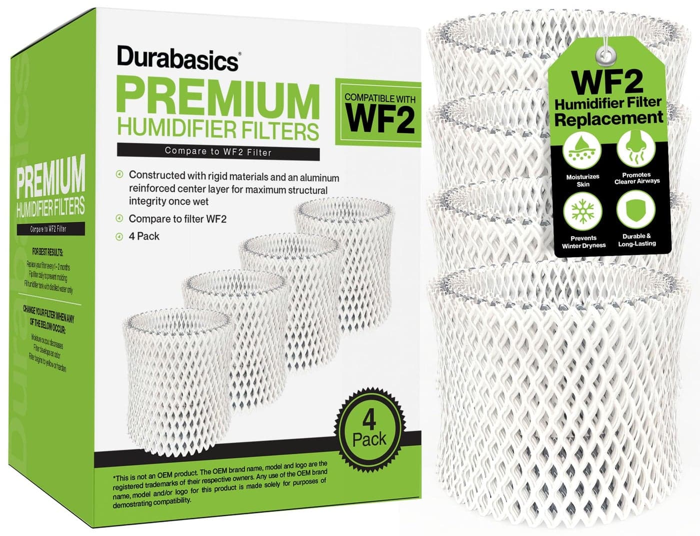 Durabasics 4 Pack Humidifier Filters Compatible with Vicks Humidifier Filter Replacement WF2 Humidifier Filter Compatible with Vicks Starry Night Cool Mist Filters Kaz Filters