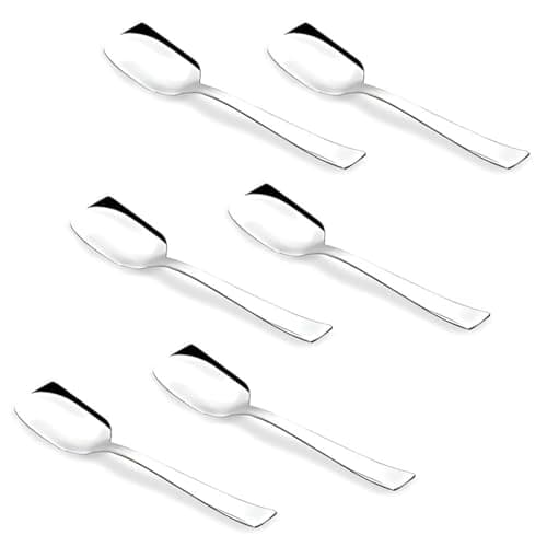 Parage 6 Pieces Stainless Steel Ice Cream Spoons, Silverware Spoon Set, Dinner Spoon Length 13.5cm, Food Grade Silverware for Home & Kitchen, Durable Stylish, 6 Dessert Spoons