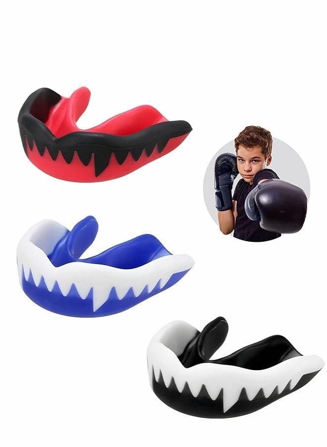 3 Pack Kids Youth Mouth Guard Football Sports Braces Mouthguards for Mouthpiece Boys Teeth for MMA Boxing Rugby Kickboxing Taekwondo Softball Lacrosse to Braces EVA