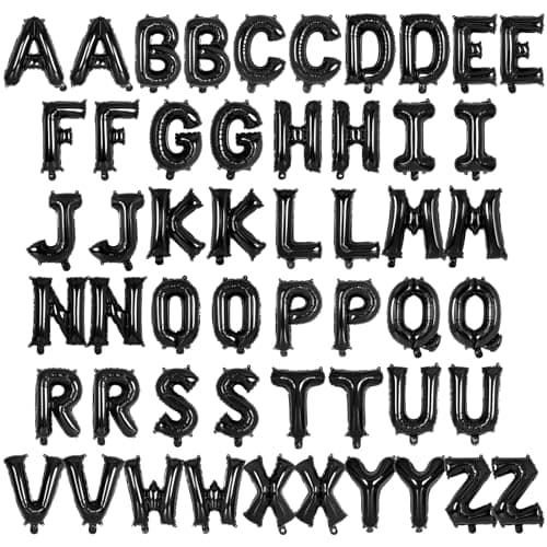 52 Pcs Black Letter Balloons16 Inch Foil Alphabet Letter BalloonsLetter AZ Balloon Banner Custom Phrase Balloon for Birthday Party Wedding Anniversary Decoration Black 52pcs