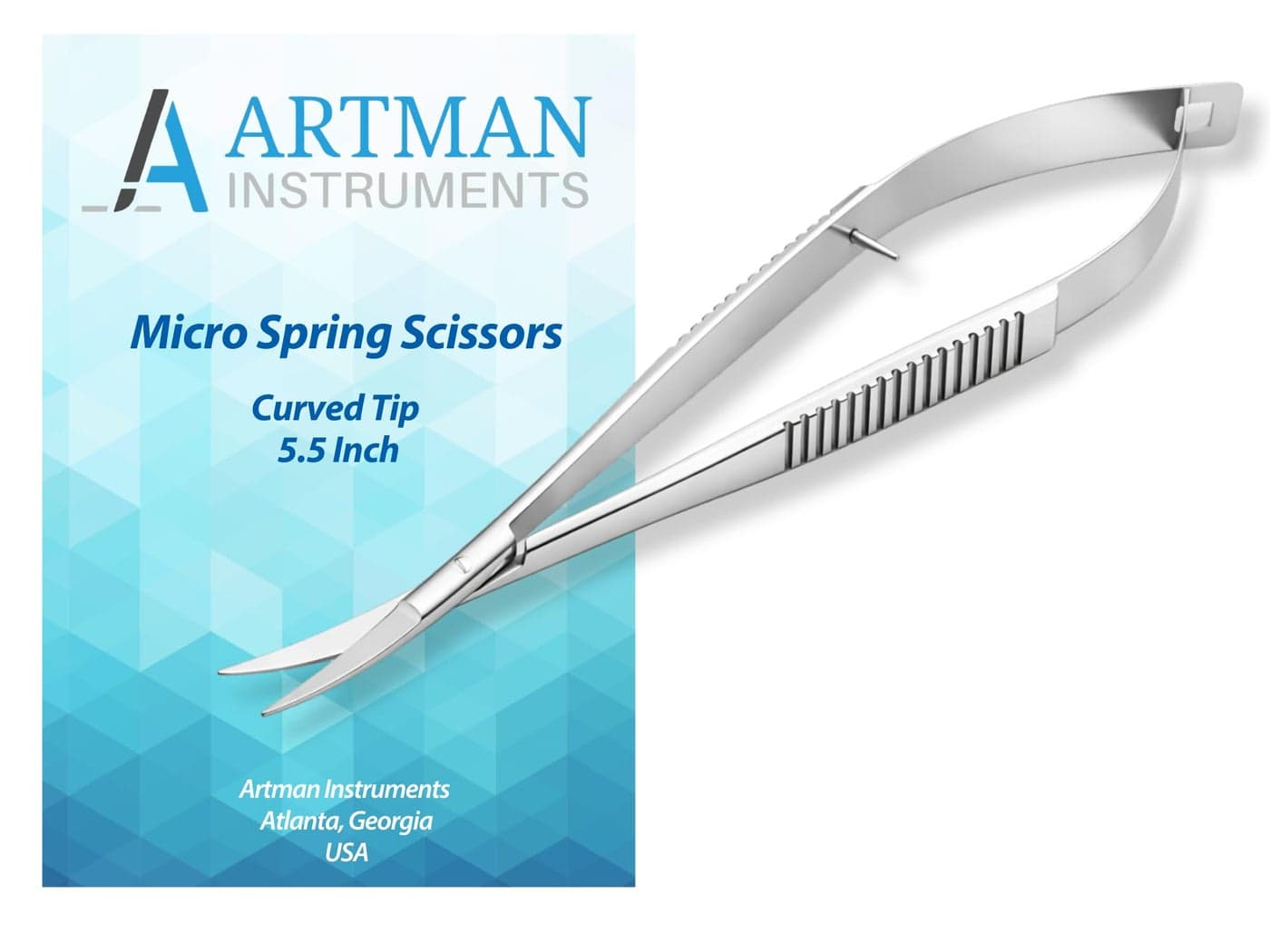 ARTMAN INSTRUMENTS Micro Scissors 55 Curved Castroviejo Stitch Cutting Spring Action Extra Sharp Squeeze Scissors for ENT Eye Skin Dental Veterinary Surgeons