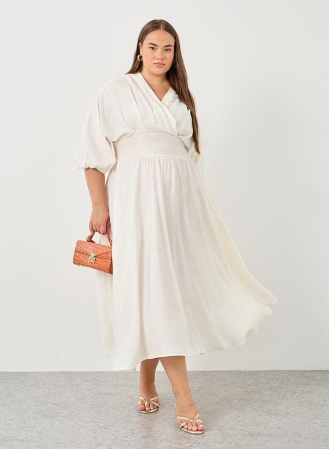 Plus Off White Maxi Dress with Tie Back